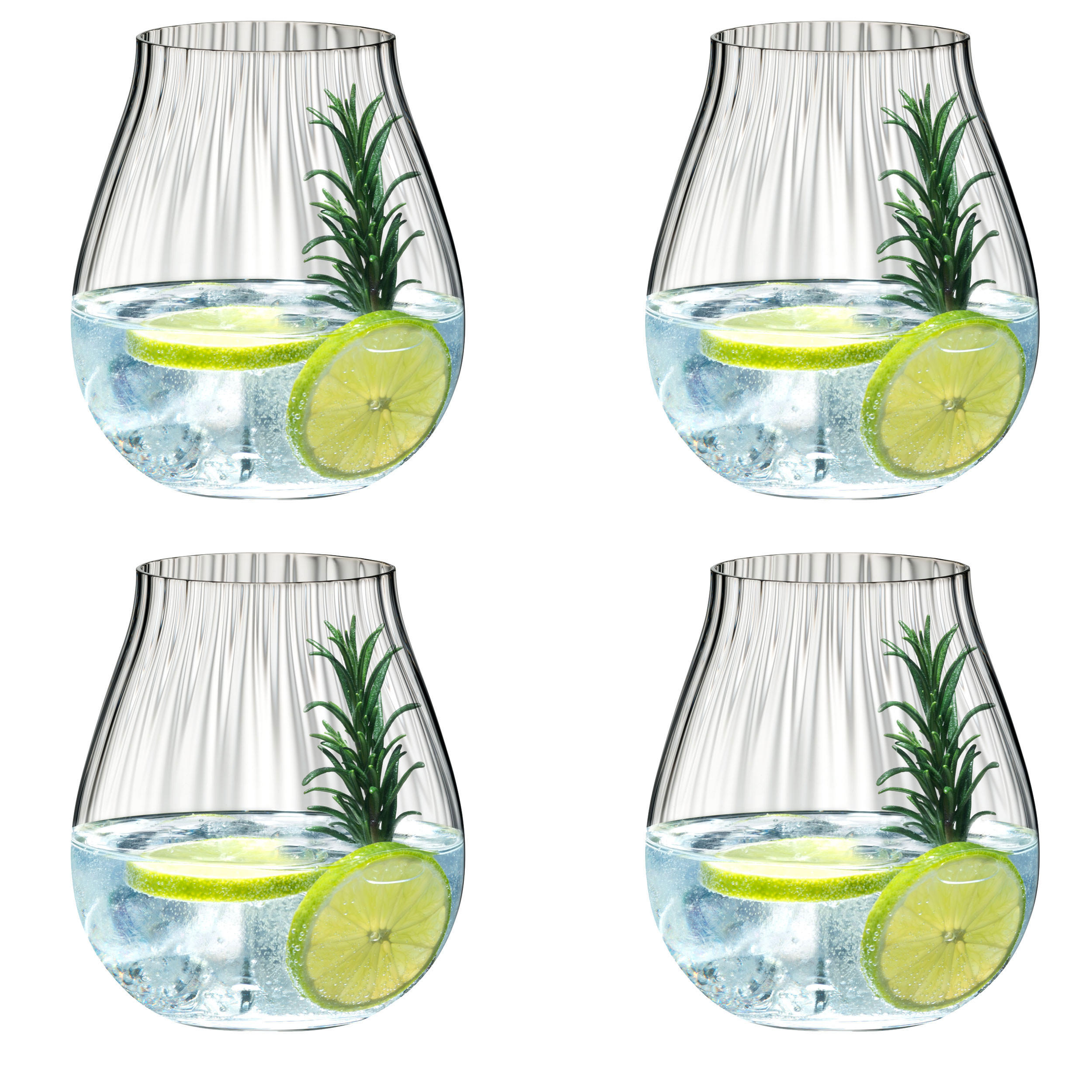 GINGLAS Optical O Gin Tumbler Collection, 4er Set, Kristallglas, 762 ml - Transparent, Glas (0.76L) - Riedel