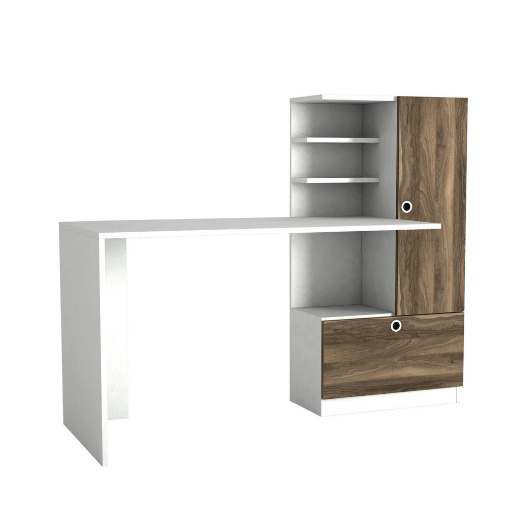 SCHREIBTISCH Merinos Weiß Walnuss - Walnussfarben/Weiß, Holzwerkstoff (62/150/120cm) - moebel17