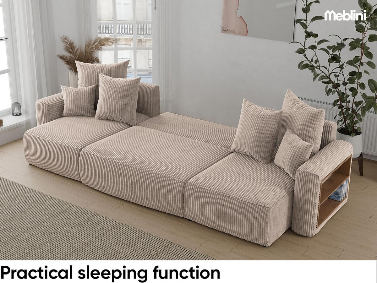 ECKSOFA SOLARIS U - Beige/Schwarz, Holzwerkstoff (312/142cm) - Meblini