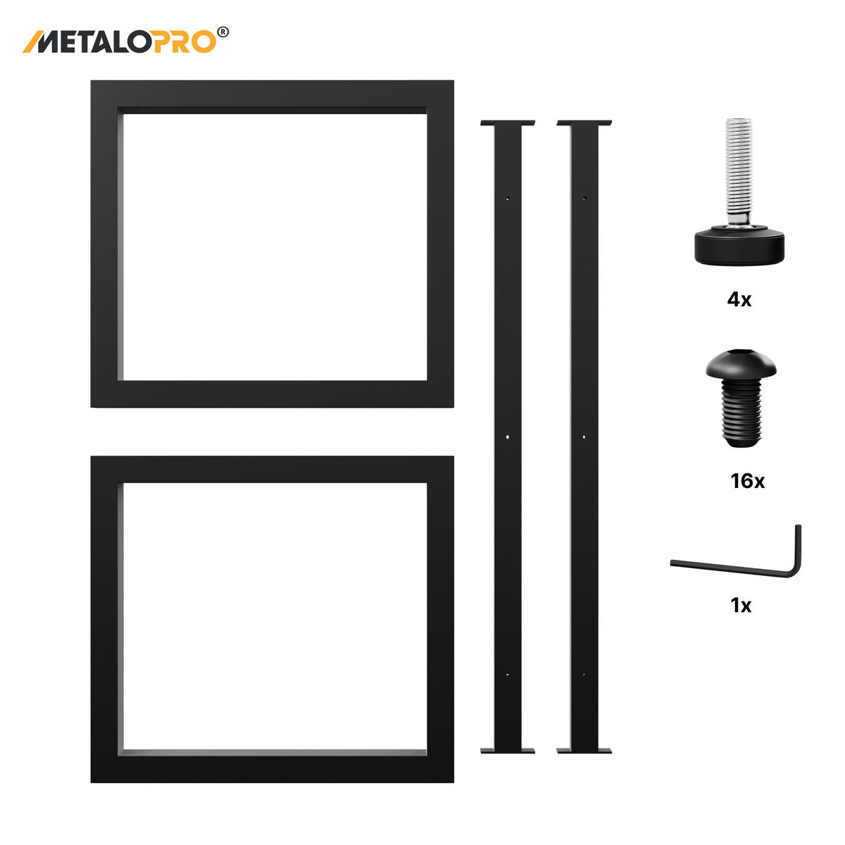 TISCHBEINE Etamin Extreme Schwarz Metall 240/80/72 cm - Schwarz, Metall (80/72/240cm) - Metalo Pro