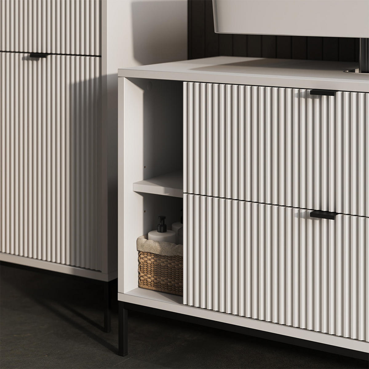 BADMÖBEL-SET Eliza Weiß 2 Teile - Weiß, Holzwerkstoff (100/63/45.1cm) - Vicco