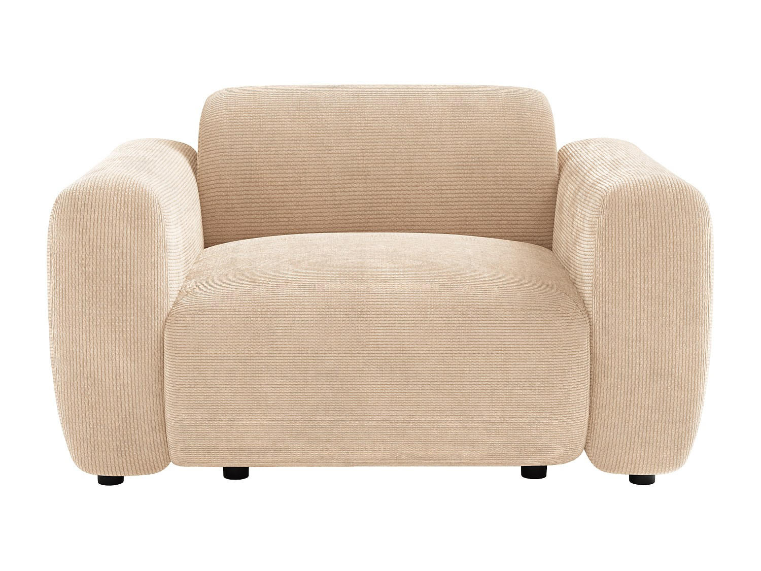 SESSEL mit gerader Rückenlehne - 1 Person - samt - beige Pogni - Beige, Textil (130/67/97cm) - Vente-Unique