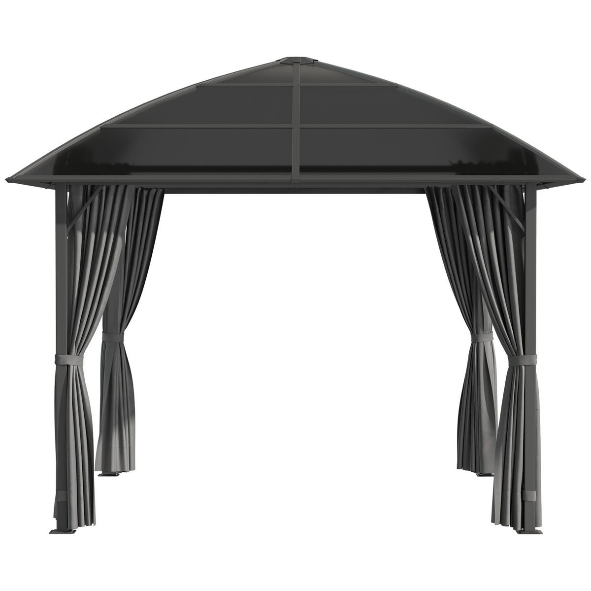 PAVILION MIT POLYCARBONATDACH DE-12584 3x3 m mit Seitenwänden Dunkelgrau - Dunkelgrau, Metall (305/270/305cm) - ComfortXL
