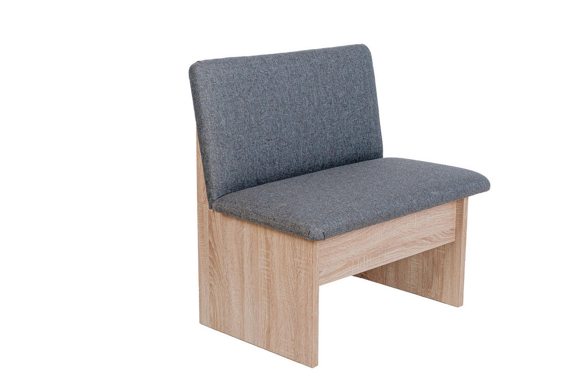 ECKBANK Die Vielseitige - Grau/Sonoma Eiche, Holzwerkstoff/Textil (145/185cm) - Kundler Home