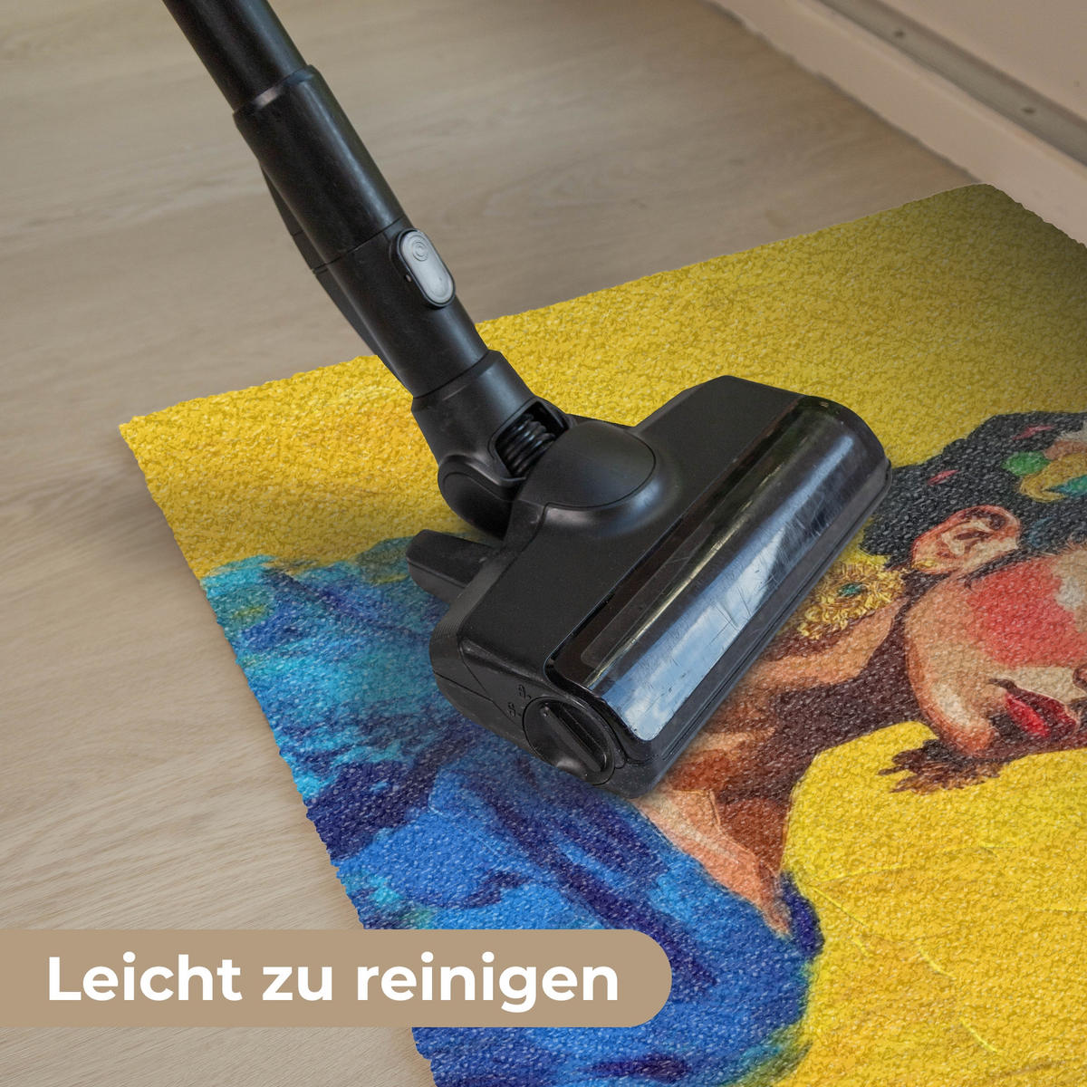 ROHOŽKA Frida Kahlo - Žena - Žlutá - Modrá - Květiny 60x40 cm - žlutá, plast/umělá hmota (60/0.4cm) - MuchoWow