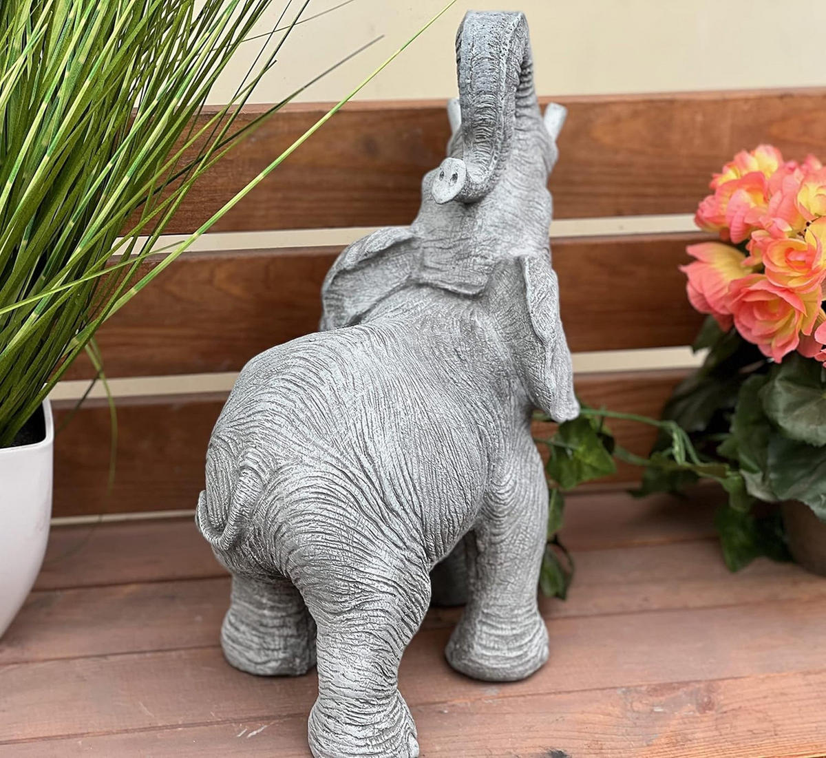 STEINFIGUR Elefant frostfest wetterfest Steinguss massiv - Grau, Stein (15/30/27cm) - stoneandstyle