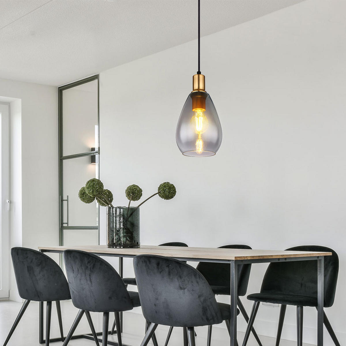 LED HÄNGELEUCHTE Fanni Metall Schwarz - Schwarz, Glas (15/15/120cm) - Globo Lighting