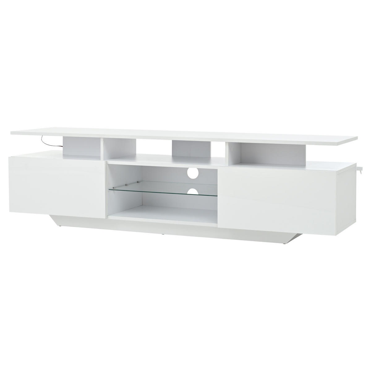 TV-LOWBOARD 160x40x45 cm LED Hochglanz 2 Schränke MDF - Weiß, Holzwerkstoff (40/45/160cm) - FLIEKS