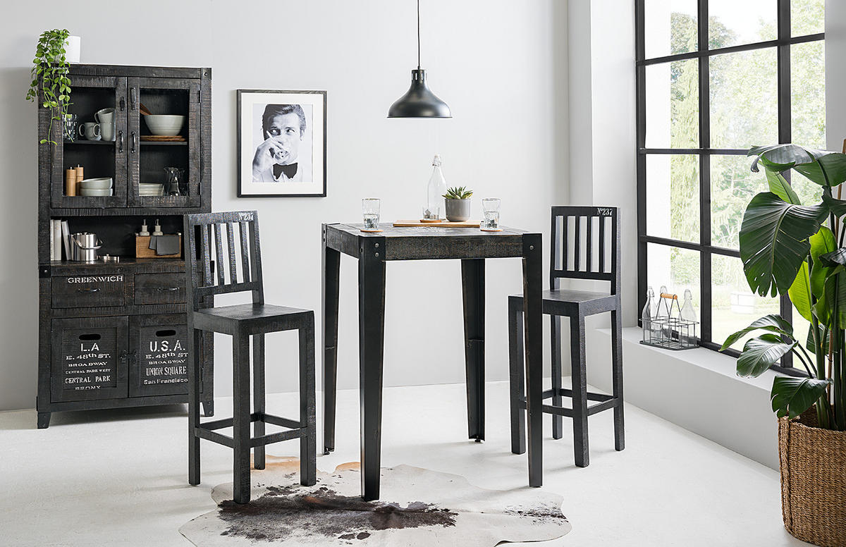 BARSTUHL - Mangoholz Schwarz - Mango massiv - Schwarz, Holz (45/120/45cm) - home24