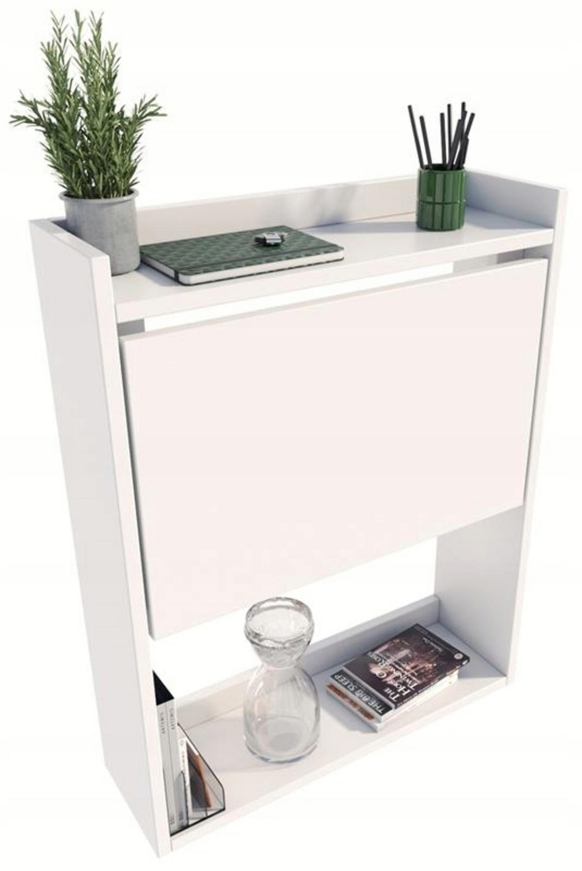 SCHREIBTISCH Klappbarer Wandregal Weiß 70/20/85 cm - Weiß, Holzwerkstoff (20/70/85cm) - Matkam Möbel