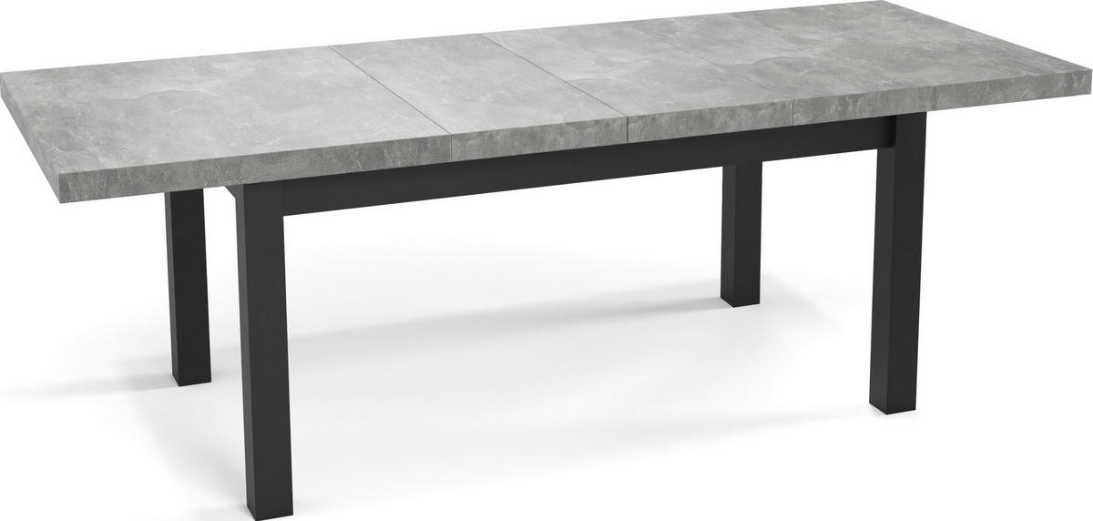 ESSTISCH Gemini rechteckig ausziehbar, Grauer Beton 170-250/90/78 cm - Hellgrau/Schwarz, Holz/Holzwerkstoff (90/250/78cm) - WFL GROUP