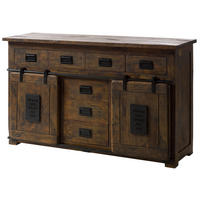 SIDEBOARD Mango 150x45x90 braun lackiert RAILWAY #419 - Braun, Holz (150/90/45cm) - Massivmoebel24