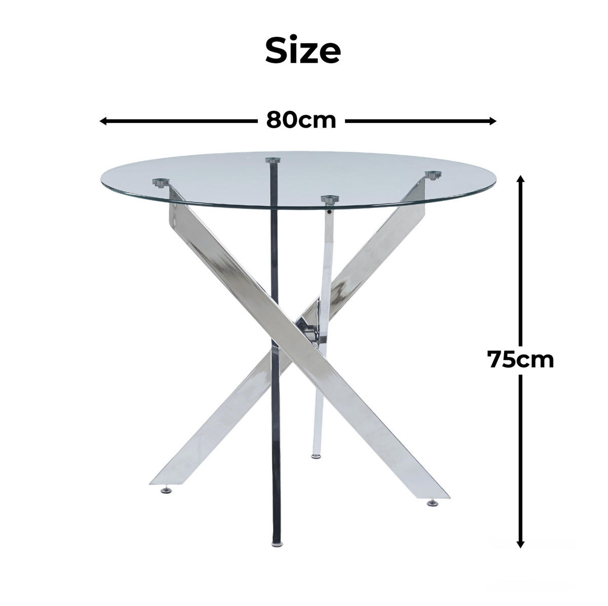 JEDÁLENSKÝ stôl zo skla a kovu, strieborný, stabilný moderný dizajn,80/80/75 cm - strieborná, kov (80/80/75cm) - BEAOK
