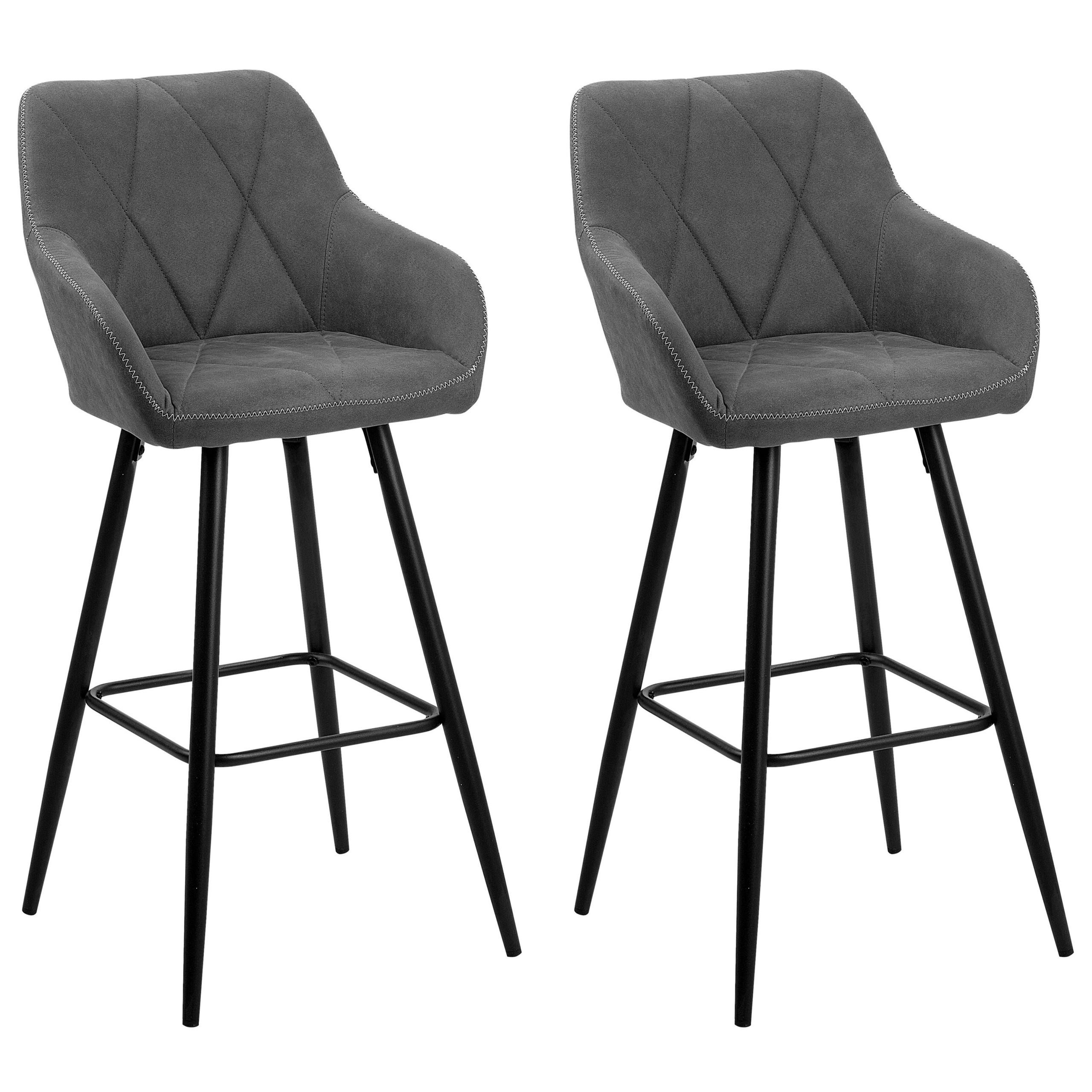 BARSTUHL 2er-Set Polsterbezug Grau Darien - Grau, Textil/Metall (44/104/41cm) - Beliani