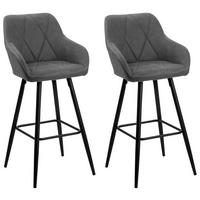 BARSTUHL 2er-Set Polsterbezug Grau Darien - Grau, Textil/Metall (44/104/41cm) - Beliani