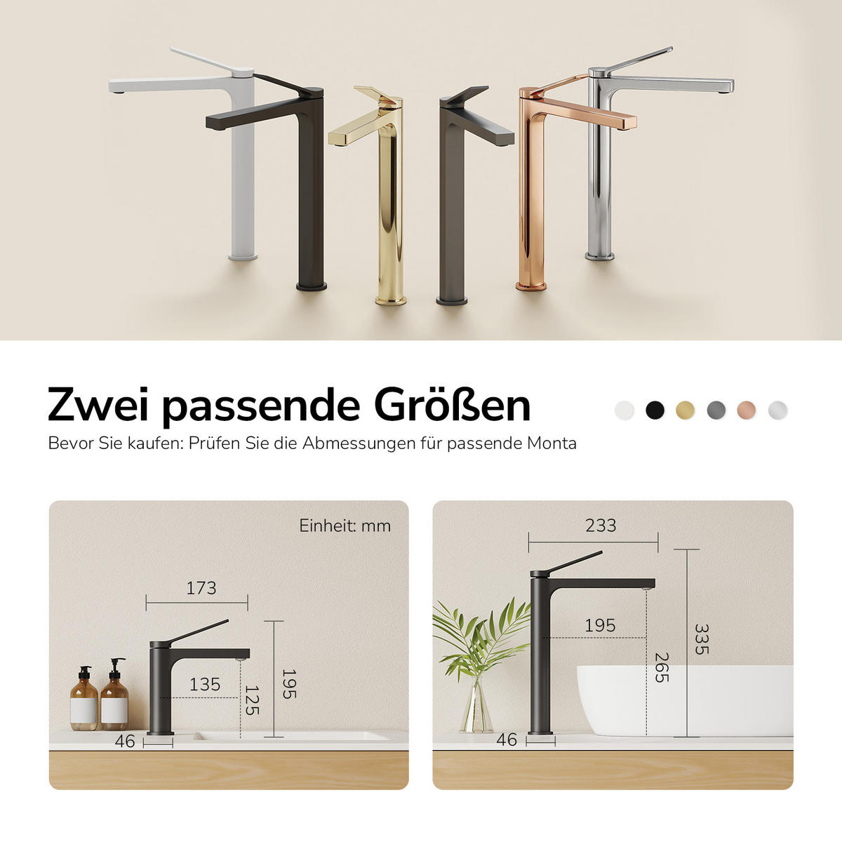 WASCHTISCHARMATUR mit Zertifiziertem Filterelement Schwarz Matt Hoher Stil - Schwarz, Metall (23.3/4.6/33.5cm) - EMKE