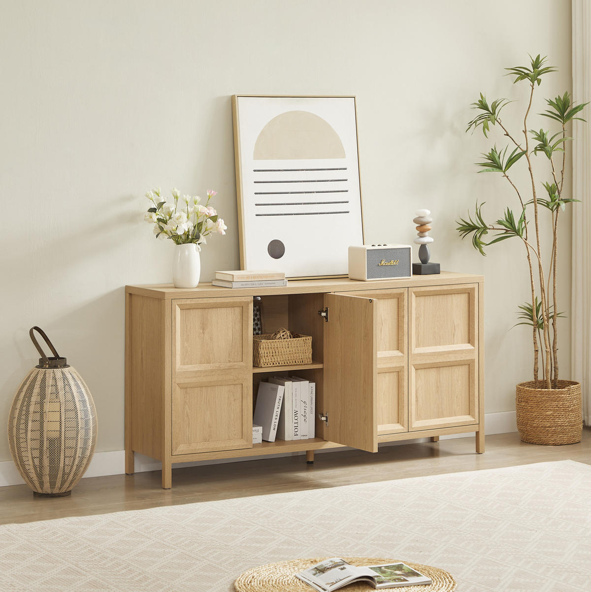SIDEBOARD 160/40/80 cm Eiche aus MDF mit Tip-On-Mechanik - Eichefarben, Holzwerkstoff (40/80/160cm) - OKMYHOME