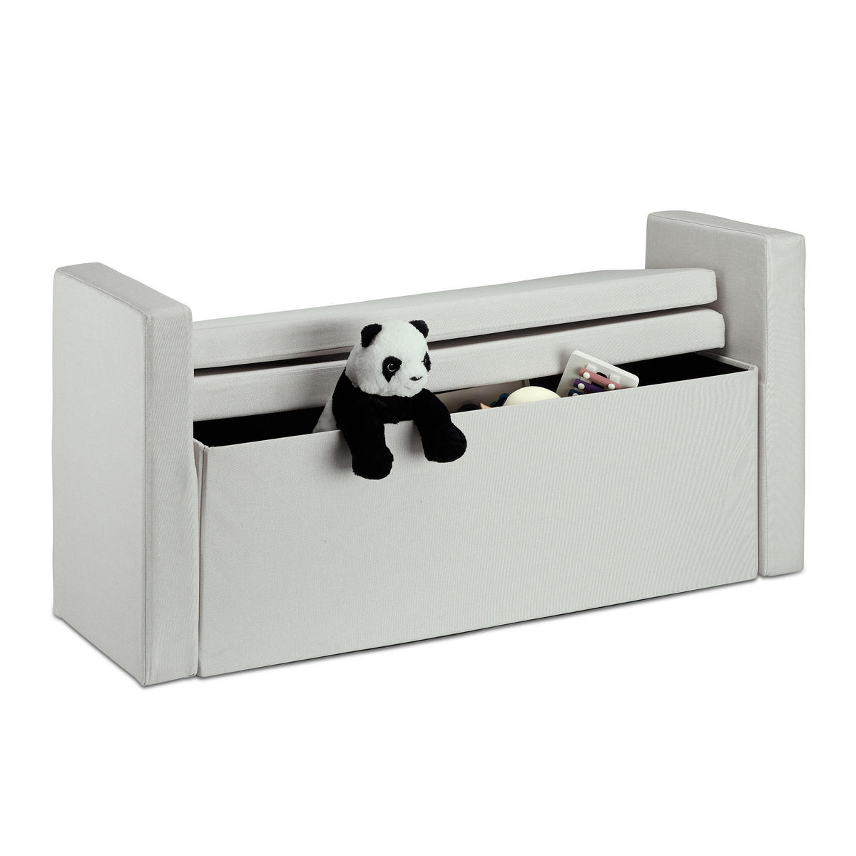 SITZBANK - Creme, Holzwerkstoff/Textil (115/75/47cm) - Relaxdays