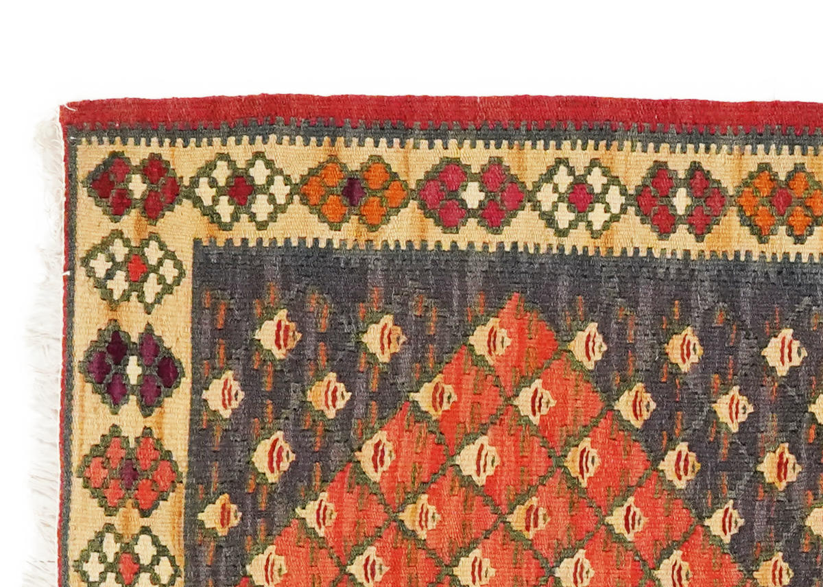 HANDWEBTEPPICH Kelim Senneh Blau 91/61 cm Schurwolle - Blau, Textil (61/91cm) - Looma