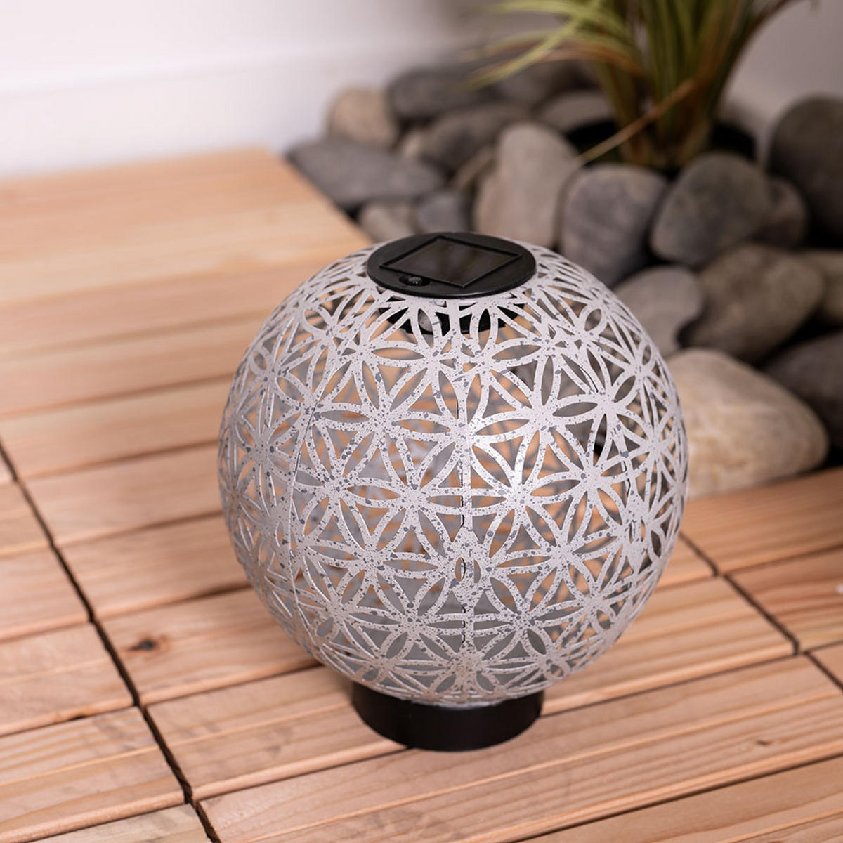 LED AUSSENLEUCHTE Kugel Beton Weiß-Grau Schwarz - Weiß, Metall (20/20/21cm)