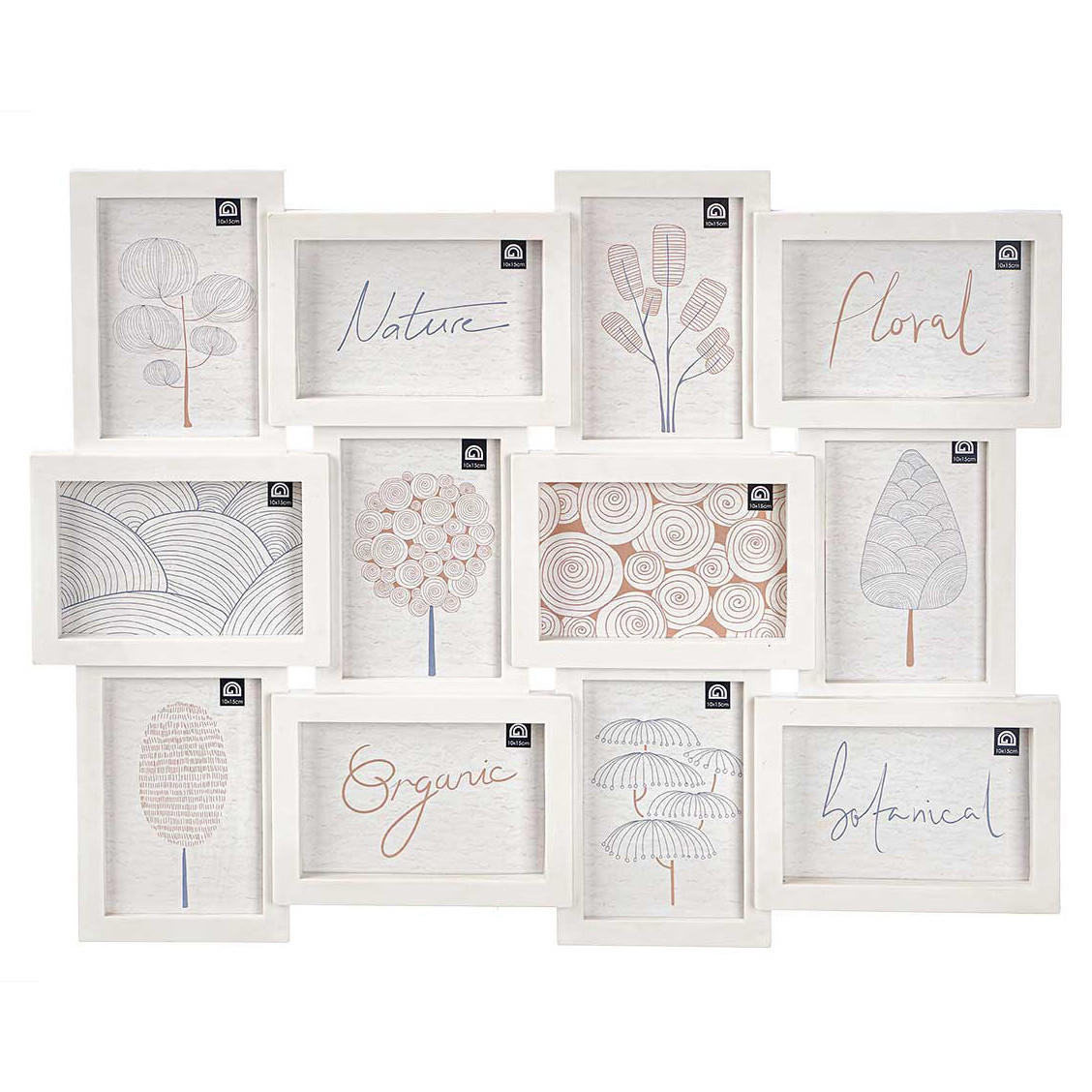MULTIRAHMEN für 12 Fotos 10/15 cm - Weiß, Kunststoff (60/46.5/2.5cm) - Giftdecor