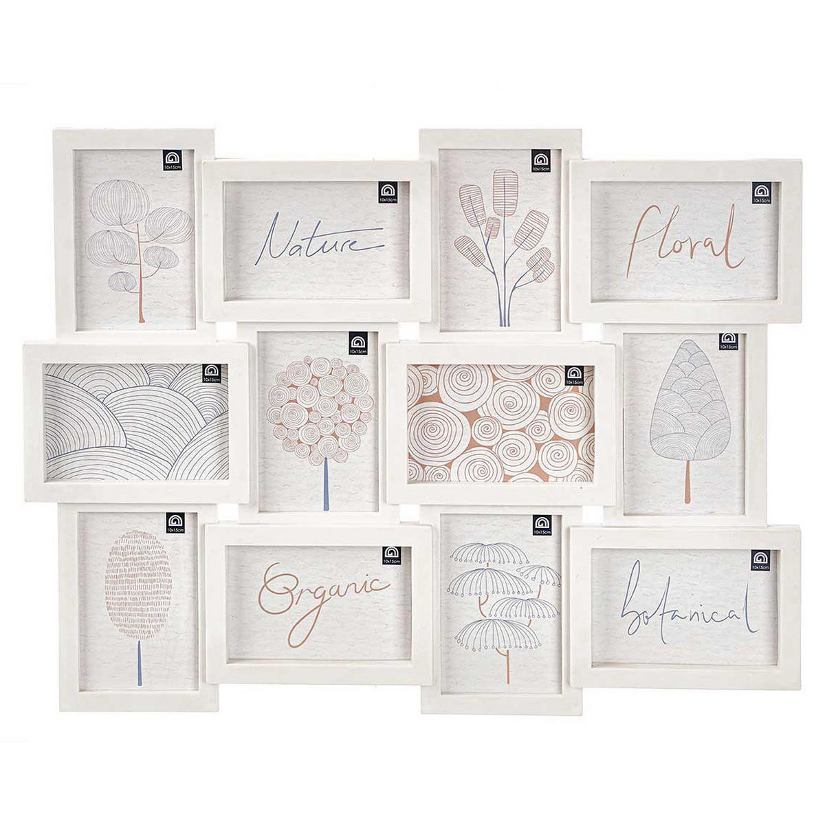 MULTIRAHMEN für 12 Fotos 10/15 cm - Weiß, Kunststoff (60/46.5/2.5cm) - Giftdecor