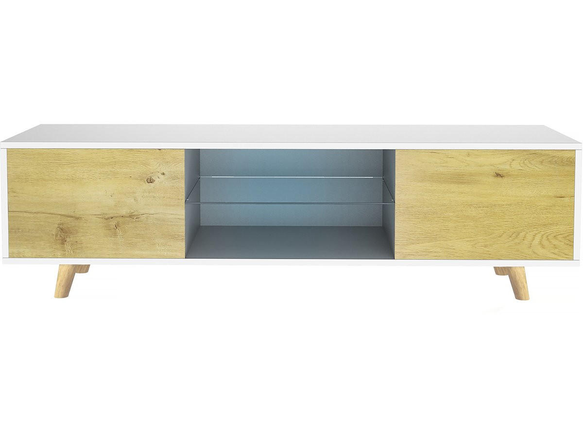 TV-MÖBEL inna Blanc/Chêne - Weiß, Holz (42/45/140cm) - Habitat Garten