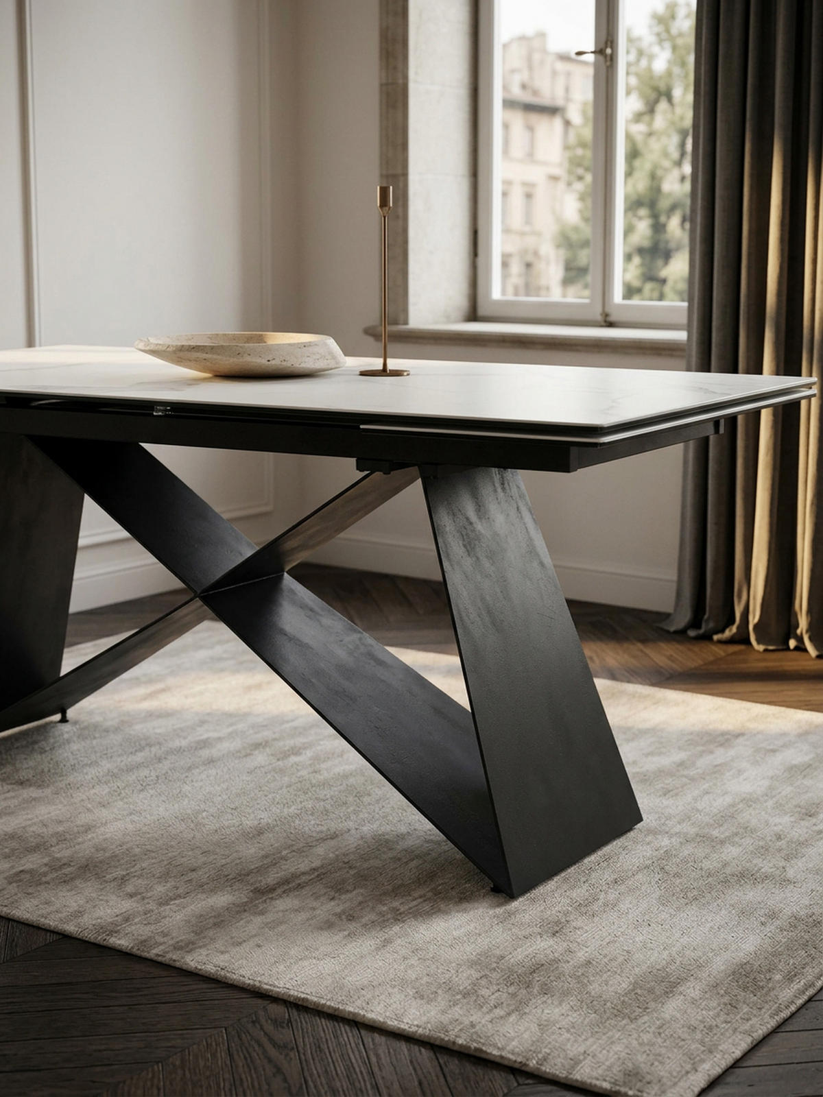 ESSTISCH Ausziehbar Keramik Glas Marmoroptik Rechteckig Groß, Weiß 180x95x78 cm - Schwarz/Weiß, Keramik/Metall (95/180/78cm) - KADIMA DESIGN