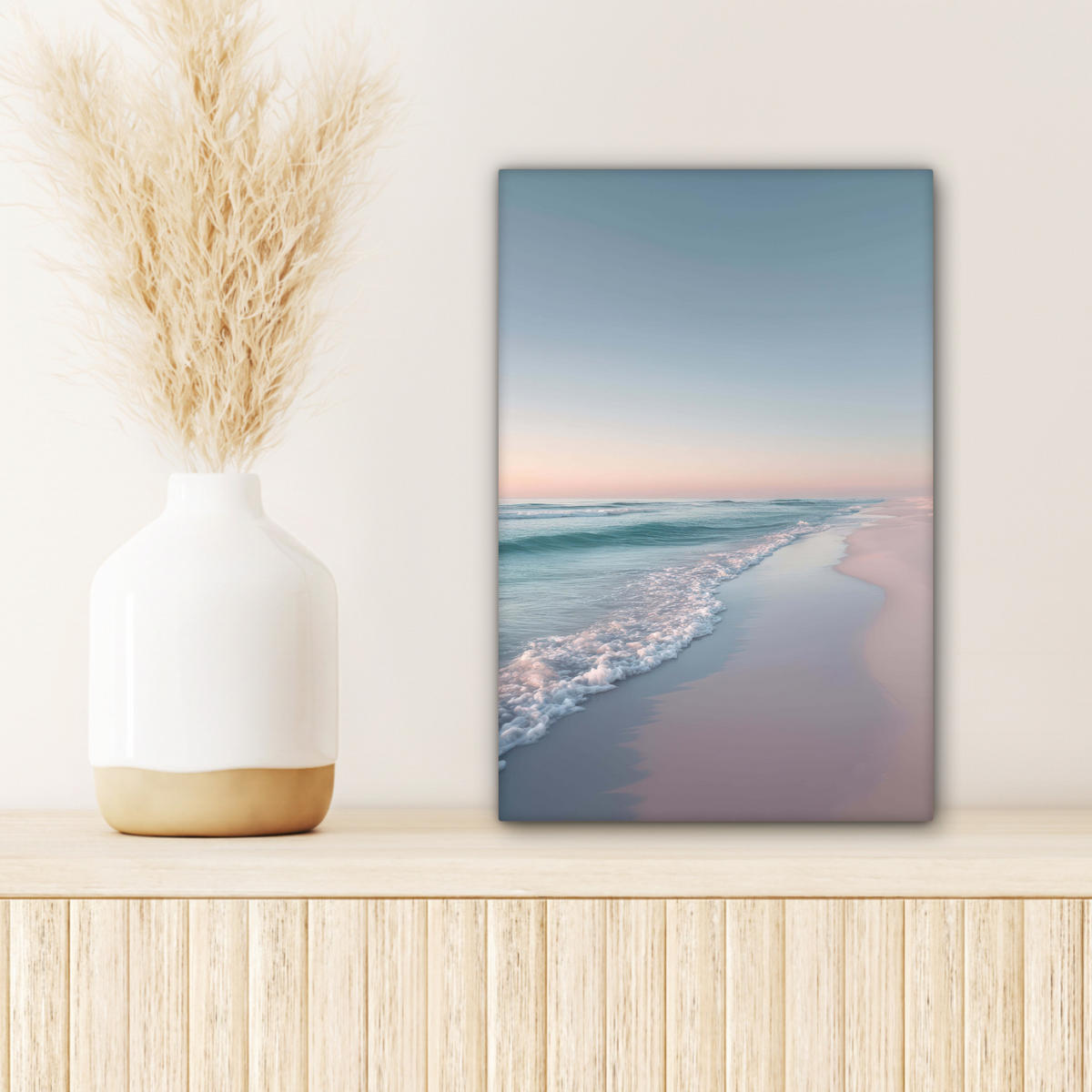 LEINWANDBILD Küstenlinie - Pastell - Wasser Deko Wohnzimmer 20x30 cm - Pastellblau, Textil (20/30cm) - MuchoWow