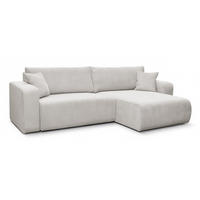 ECKSOFA mit Schlaffunktion Nellio L-Form universal mit Bettkasten Hellbeige Cord - Sandfarben/Schwarz, Kunststoff/Textil (245/145cm) - Homebook