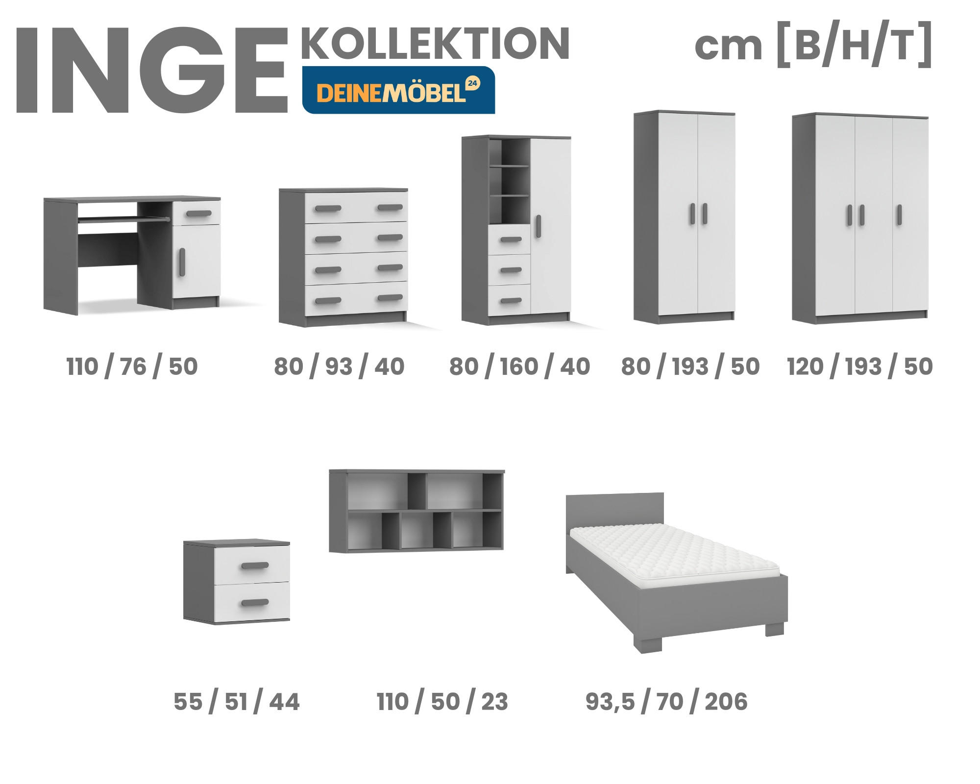 Thumbnail - Deine Möbel 24 Kinder-Nachttisch, Grau, Holzwerkstoff, 55x50x44 cm, Kinder- & Jugendzimmer, Kindermöbel, Kinderregale