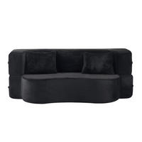 SCHLAFSOFA 2-in-1 klappbar mit hochdichter Schaumstoffpolsterung und 2 Kissen, Schwarz - Schwarz, Kunststoff (180/70/55cm) - Redom