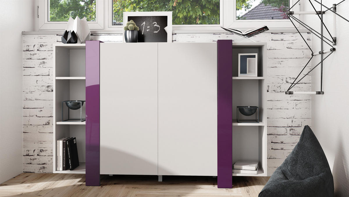 HIGHBOARD Ida Blenden in Brombeer Hochglanz - Brombeere, Holzwerkstoff (149/101/34cm) - Vladon