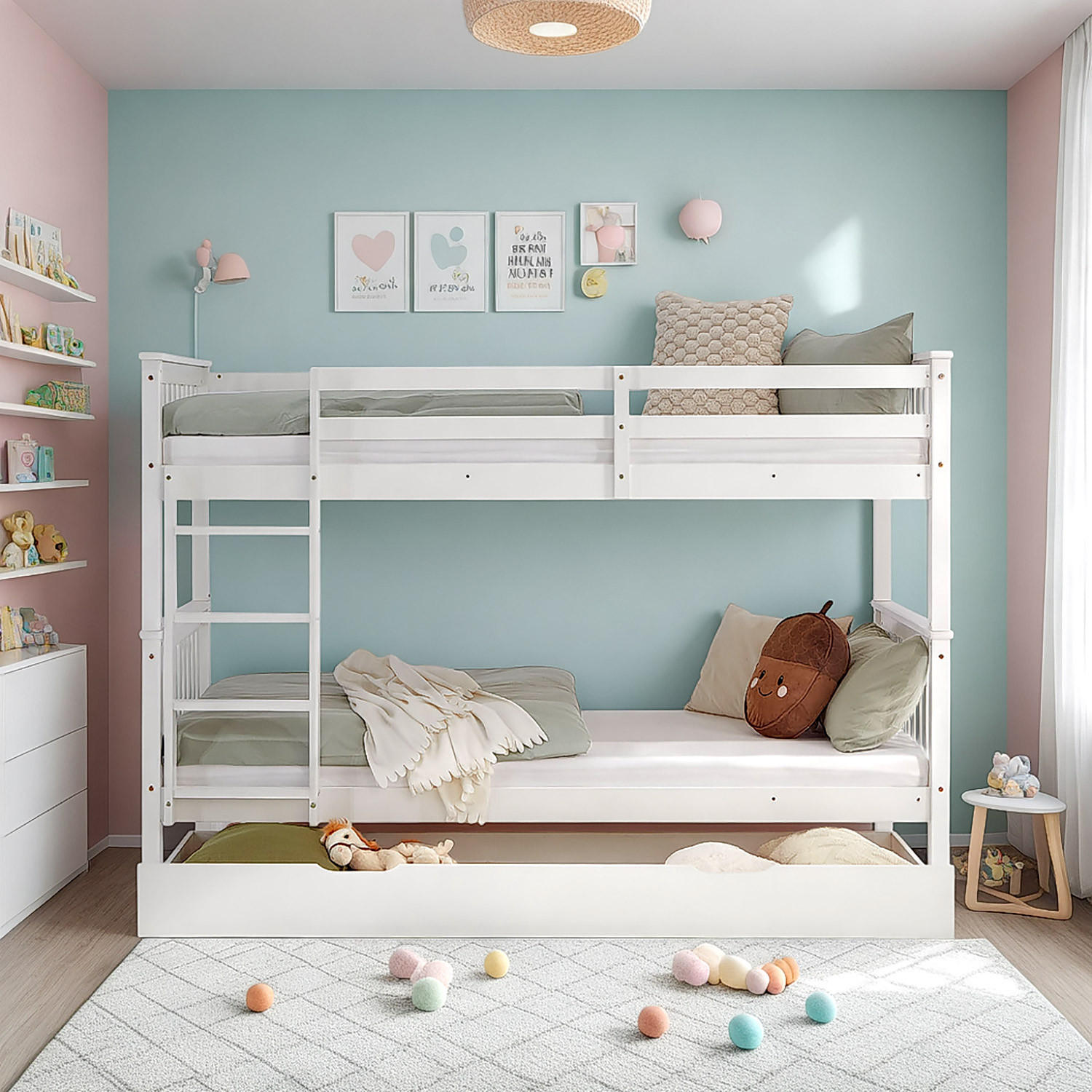 ETAGENBETT mit Bettkasten 90/200 cm Weiß - Weiß, Holz (90/200cm) - Homestyle4u
