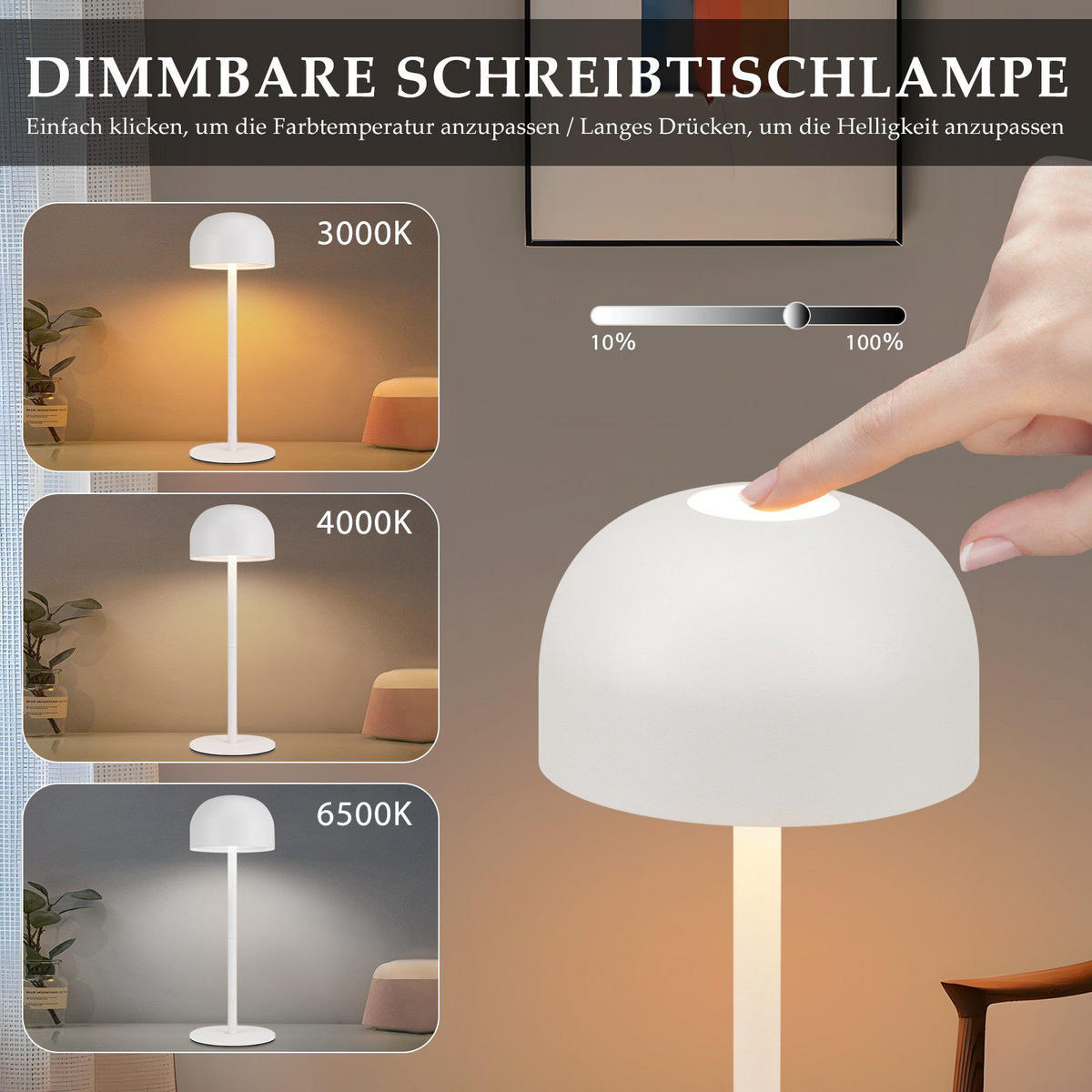 LED stolní lampa Abey 9/9/25cm - bílá, kov (9/9/25cm) - Nettlife