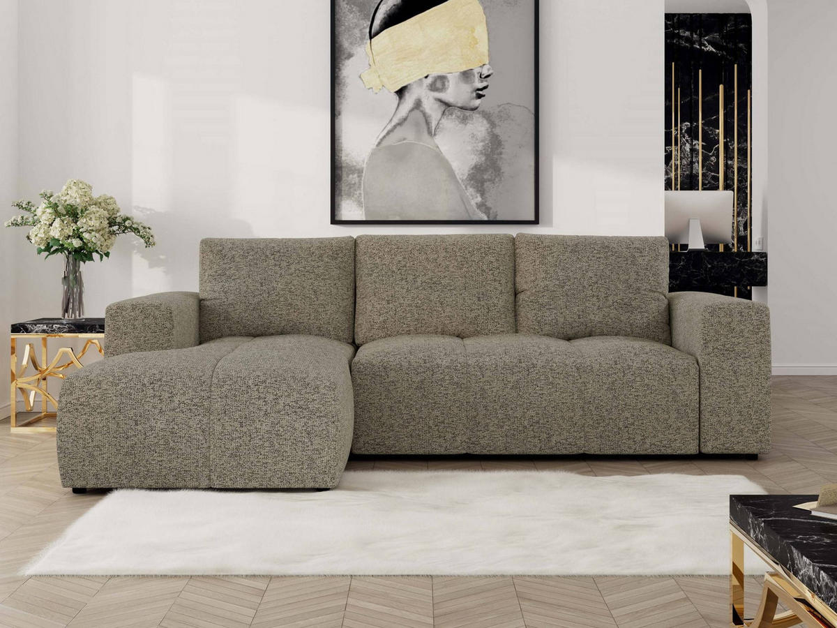 ECKSOFA MONIVA Dunkelbeige Strukture - Links - Taupe/Beige, Textil (164/266cm) - MKS