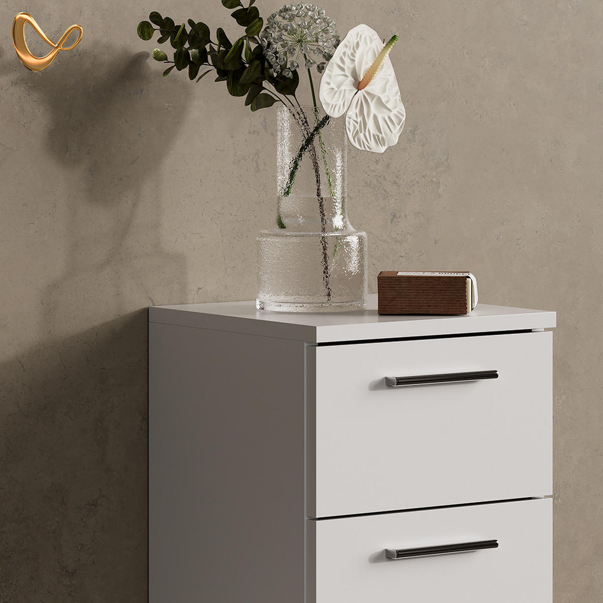 BADMÖBEL-SET Eisak Weiß 3 Teile, mit Midischrank - Weiß, Holzwerkstoff (60/60/33cm) - Livinity®