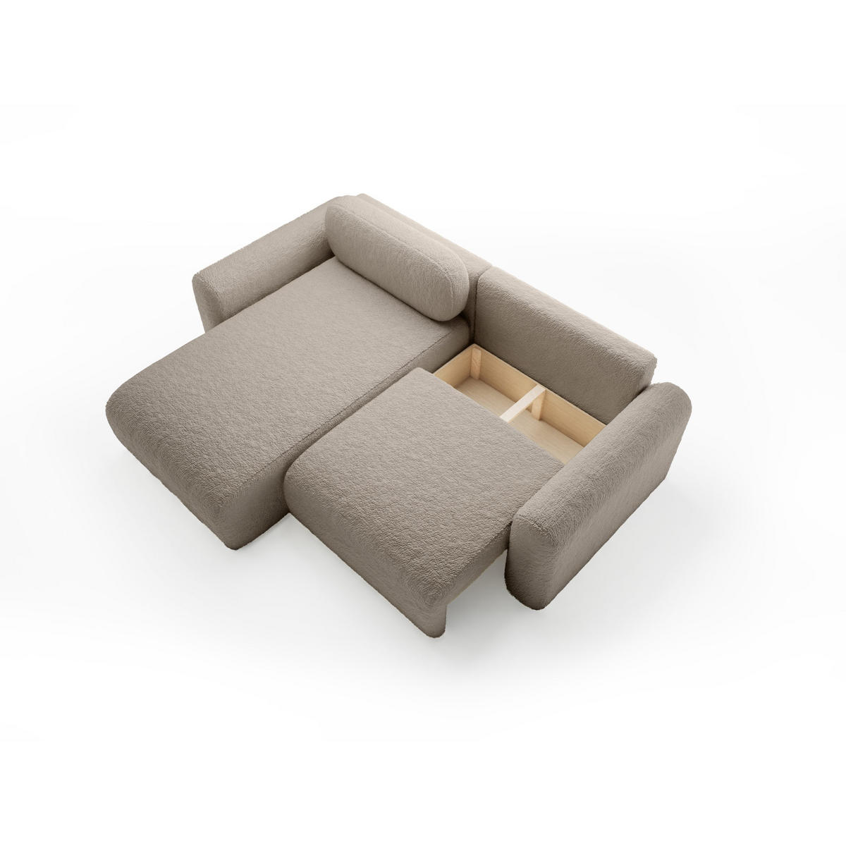 ECKSOFA mit Schlaffunktion Thekla Mini, Beige - Beige, Textil (246/100cm) - Fedve