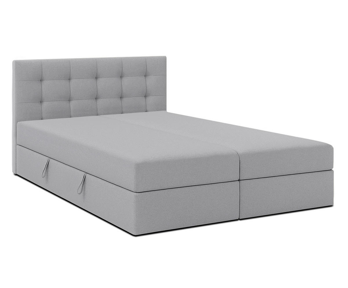 BOXBETT BELINAI 140x200 cm mit Bettkasten und Matratze - Grau - Schwarz/Grau, Holz/Holzwerkstoff (140/200cm) - AX Living