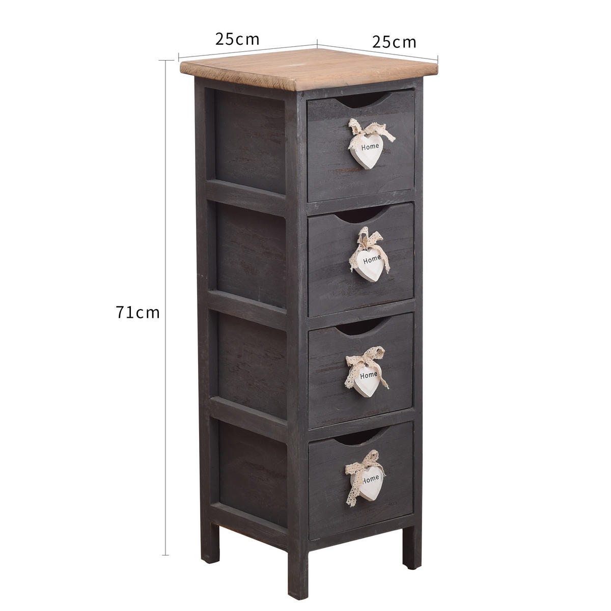 KOMMODE Grau 25/25/71 cm - Grau, Holz (25/71/25cm) - Mobili Rebecca