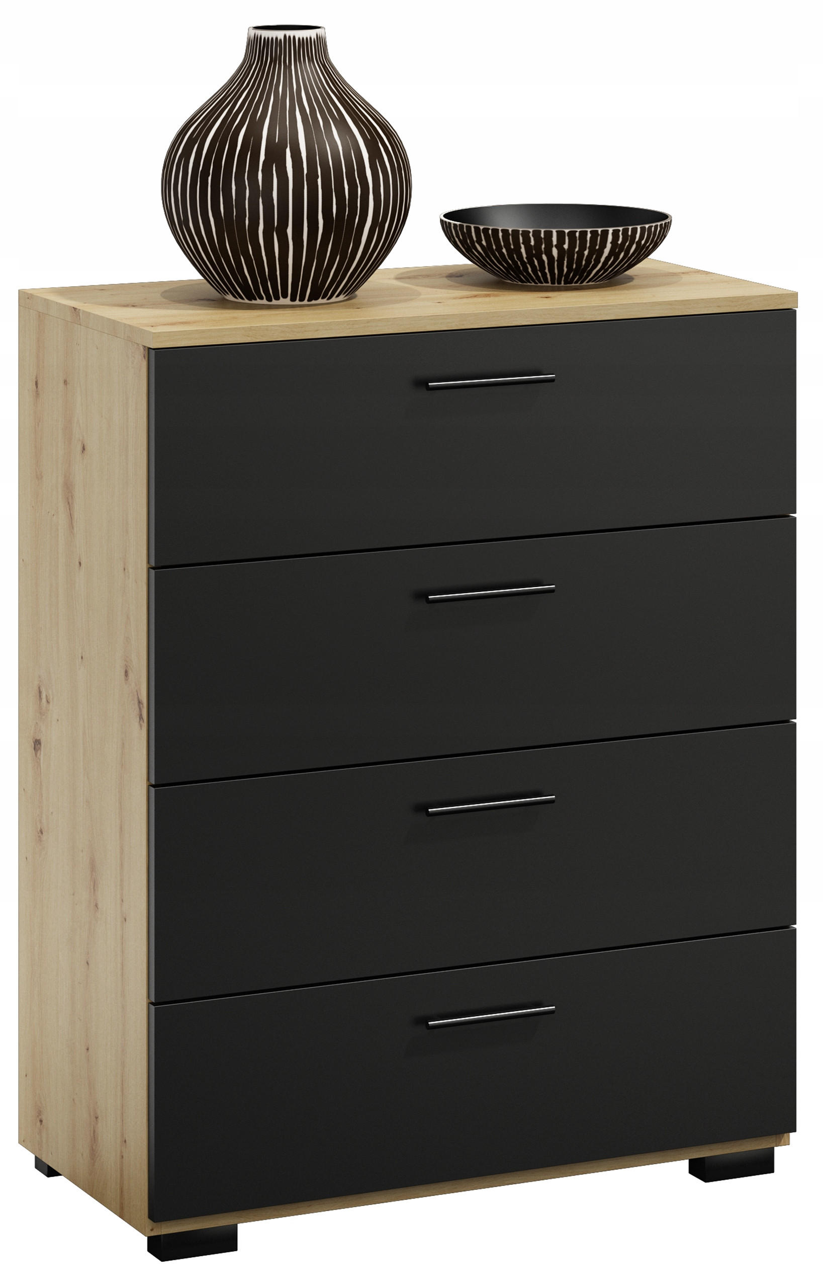 KOMMODE Roma Artisan Eiche-Schwarz 80/40/104 cm - Multicolor, Holzwerkstoff (80/104/40cm) - Matkam Möbel
