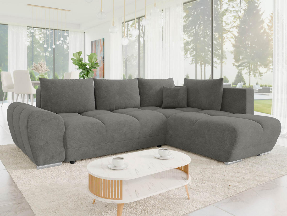 ECKSOFA Forest, Seite: Rechts - Greige/Schwarz, Holz/Kunststoff (290/183cm) - MIRJAN24