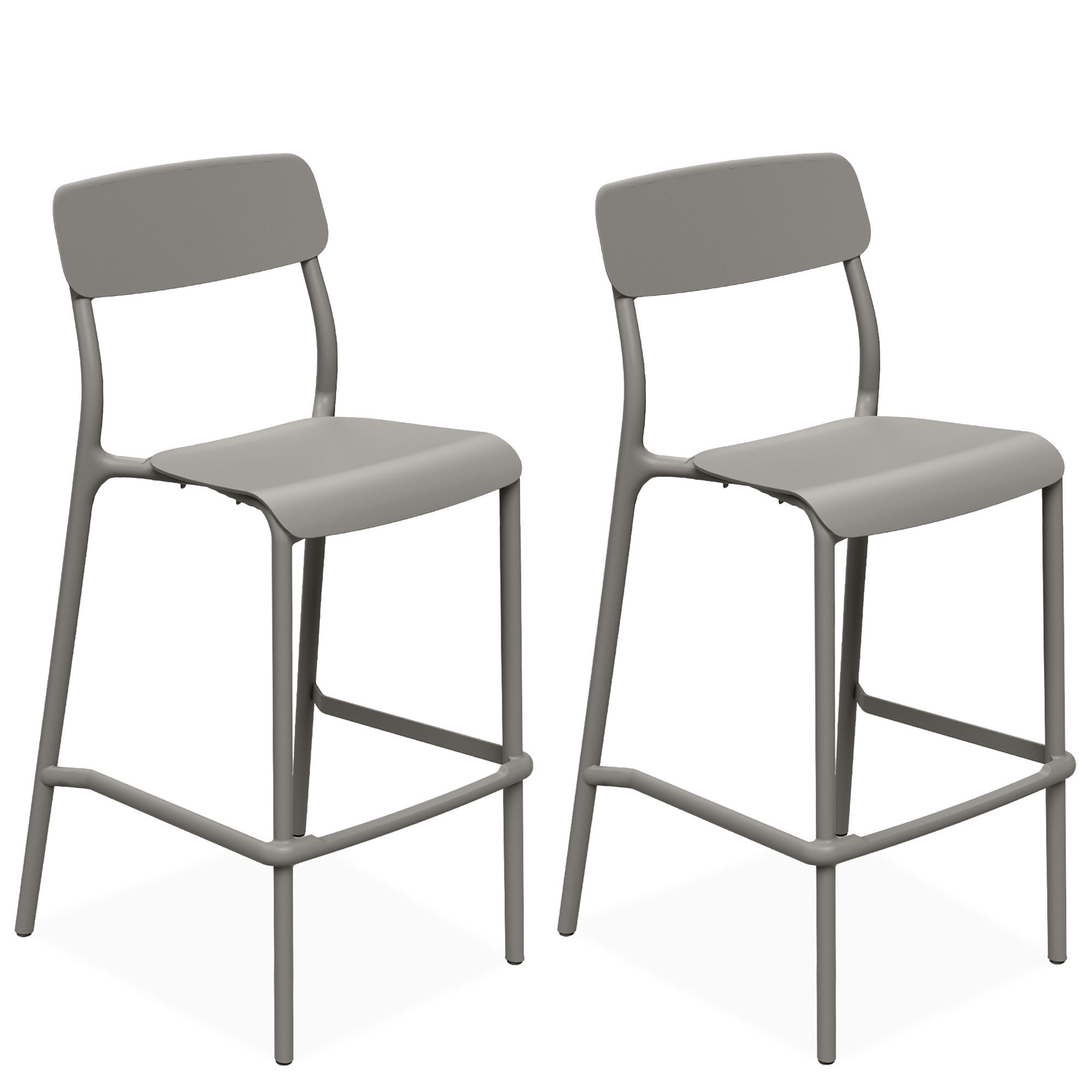 GARTENHOCKER GALIO, Hochhocker, 2-er Set - Graubraun, Kunststoff (52/107.5/54.5cm) - KONSIMO®