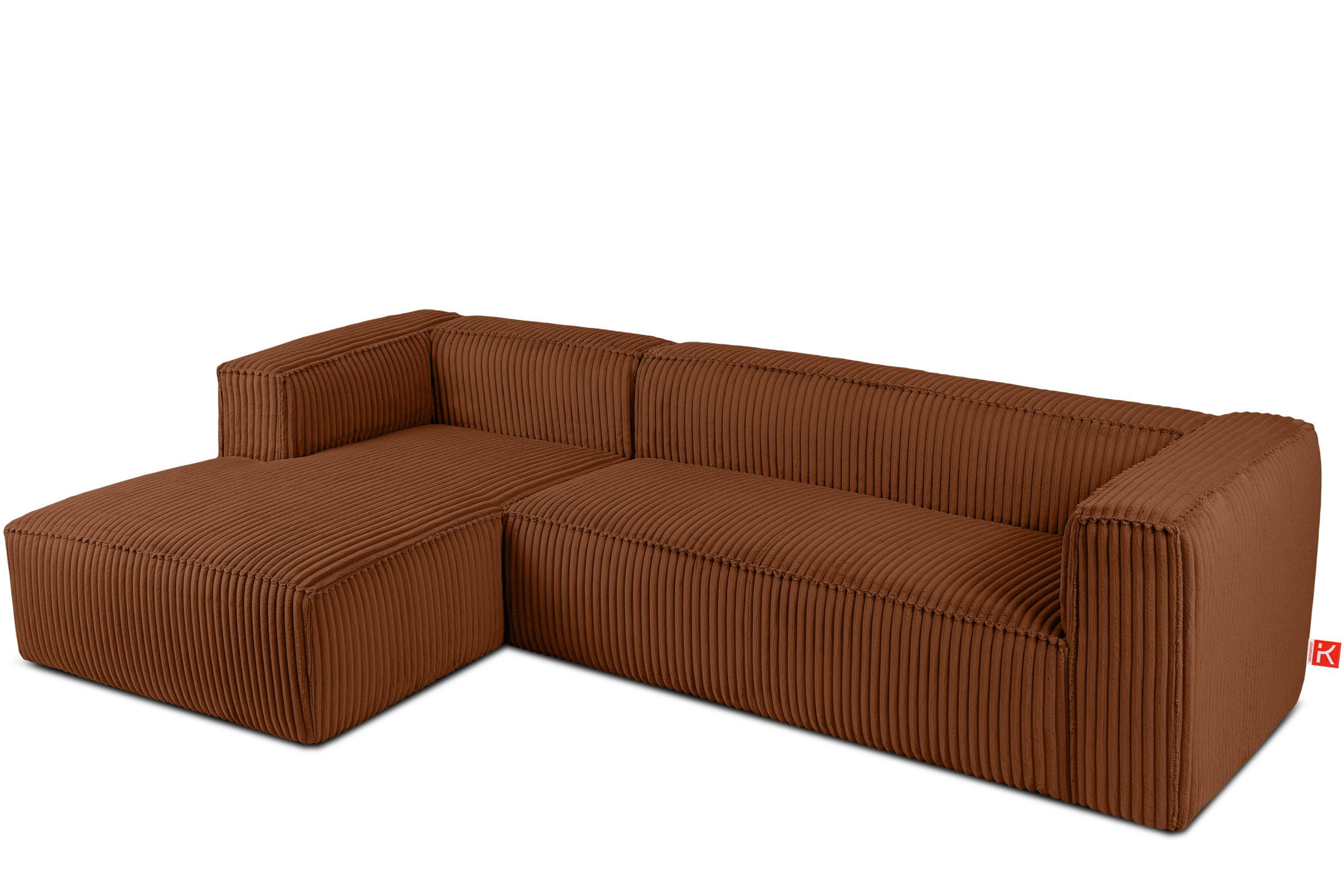 ECKSOFA-LINKS FEROX Modern, Cord-Stoff, rot - Rot, Textil (305/175cm) - KONSIMO®