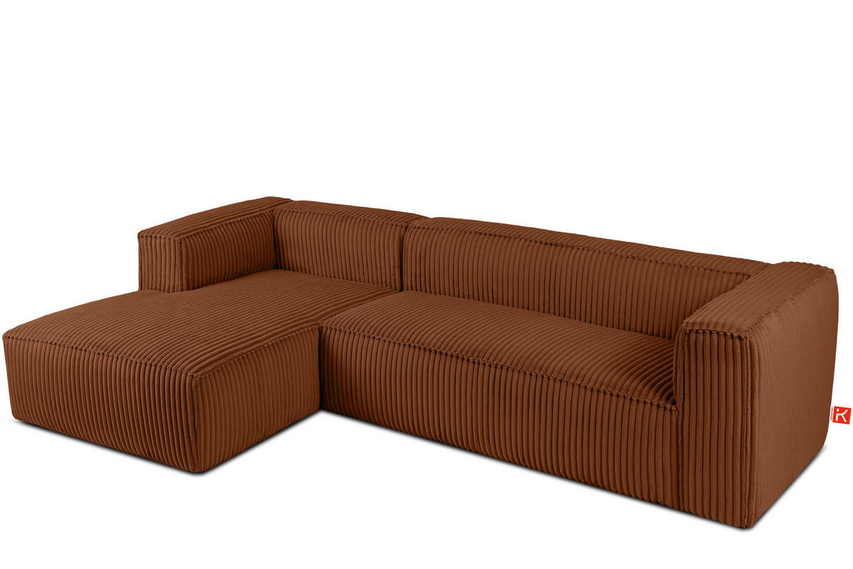 ECKSOFA-LINKS FEROX Modern, Cord-Stoff, rot - Rot, Textil (305/175cm) - KONSIMO®