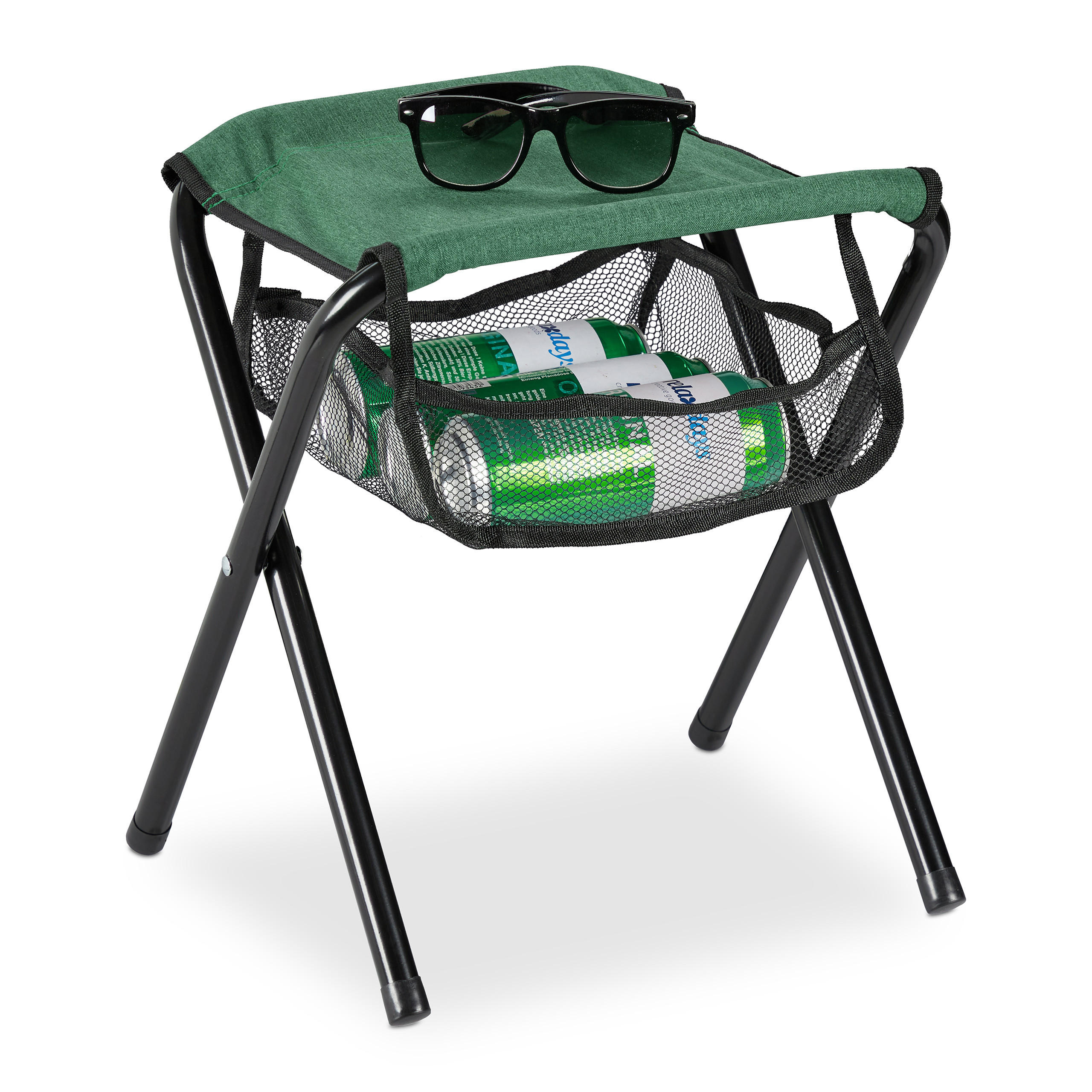 KLAPPHOCKER - Grün, Textil/Metall (29/39/35cm) - Relaxdays
