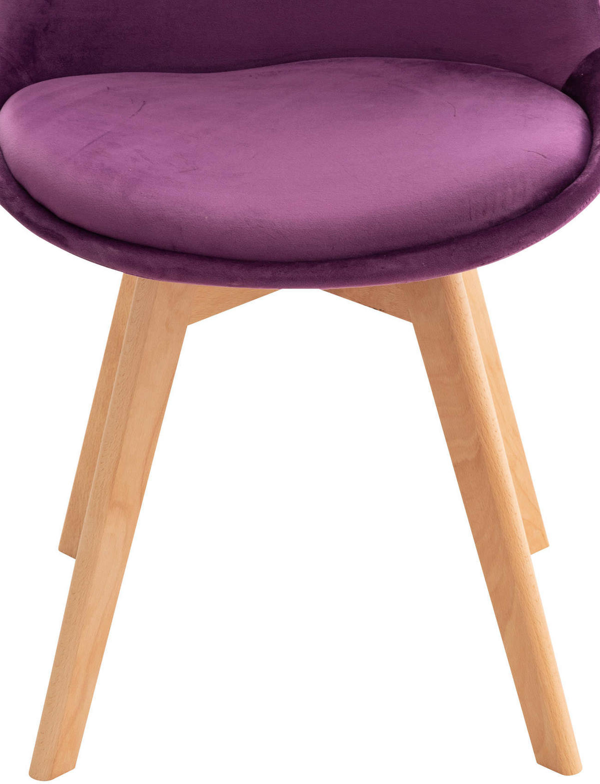 STUHL 4er Set Samt lila - Eukalyptusholzfarben/Lila, Holz/Textil (49/83/50cm) - CLP