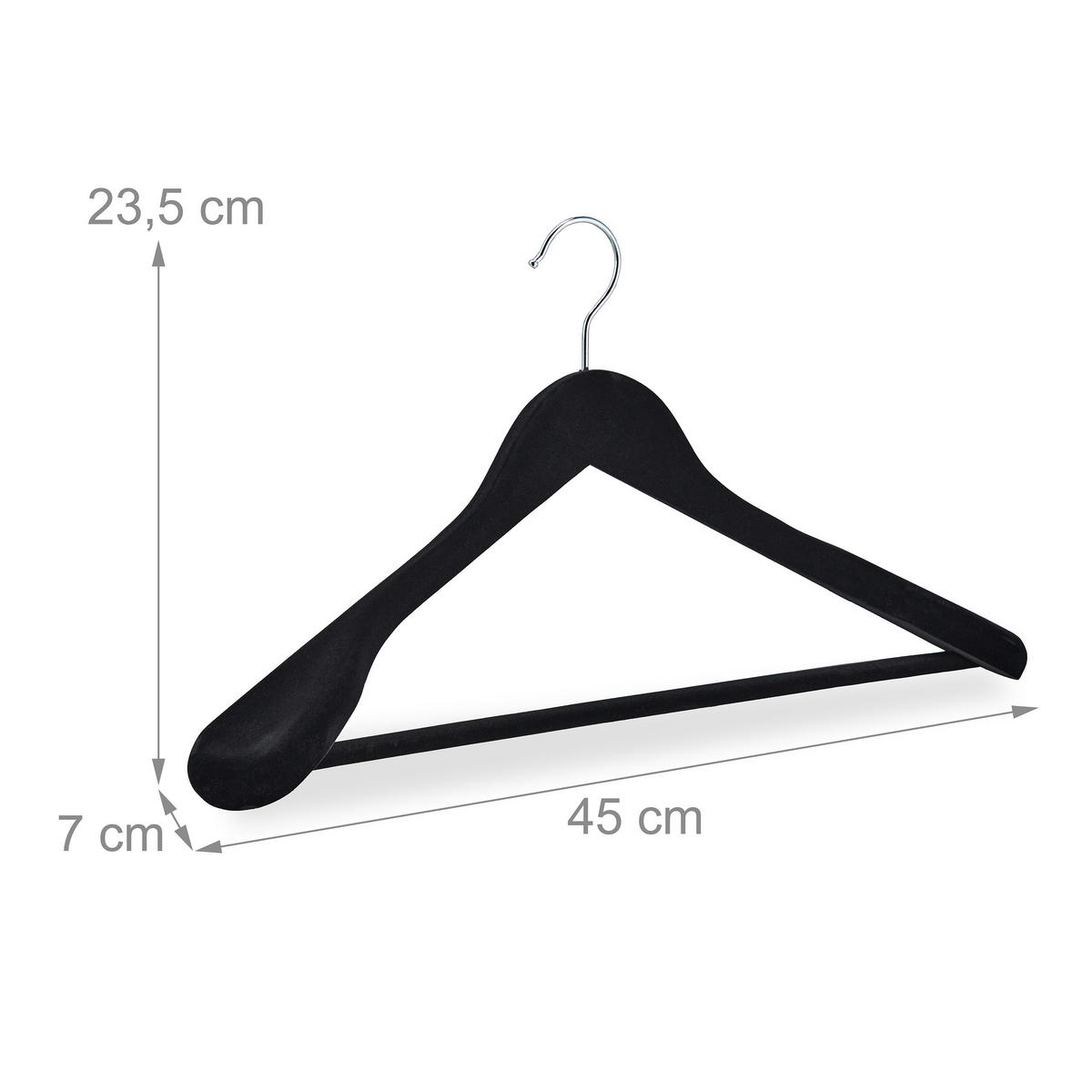 10XZAMATOVÝ vešiak - čierna, kov/drevo (7cm) - Relaxdays