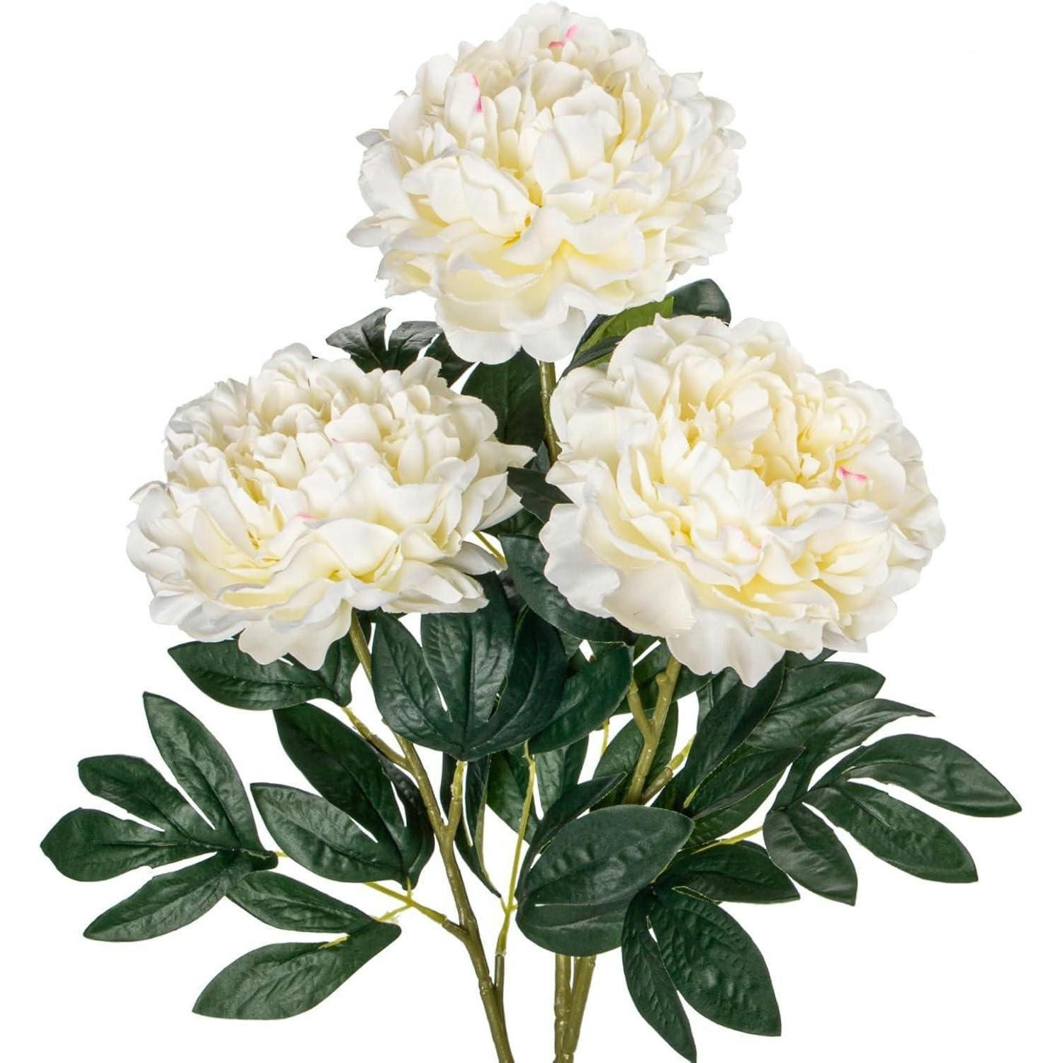 KUNSTBLUMEN Pfingstrosen 74 cm - Weiß, Textil (38cm)