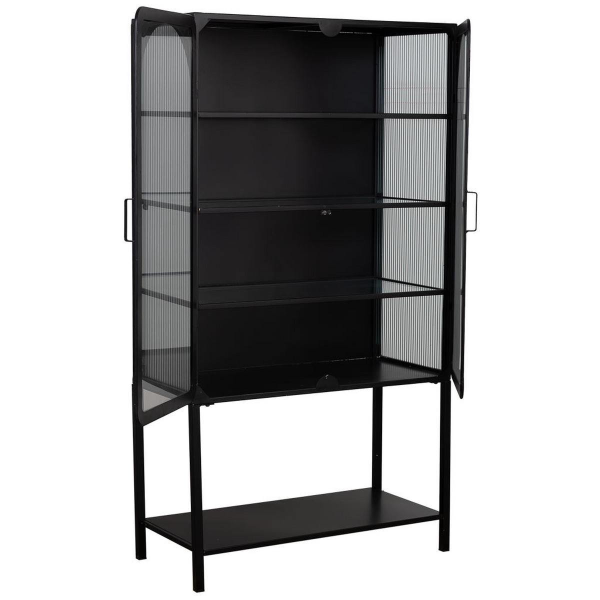VITRINE aus Metall und Glas mit 2 Türen, 88x44x160 cm, Schwarz - Schwarz, Metall (88/160/44cm) - Wanderlust